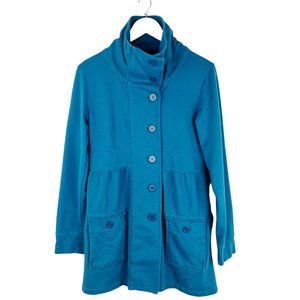 Prana Jacket Womens Medium Teal Blue Breathe Sylvie Peacoat Button Front Cozy
